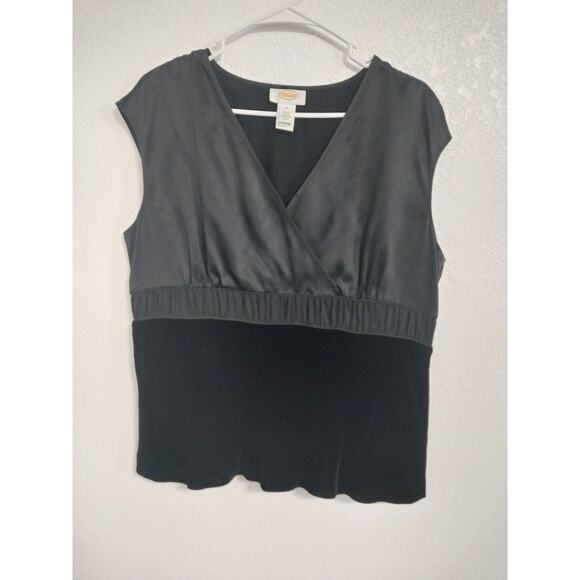 Talbot Women's Size 14 Black Sleeveless Vneck Chiffon Pullover Blouse Top - Picture 1 of 4
